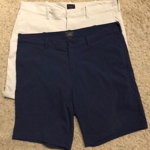 J Crew Men’s Tech Shorts. (2 pairs - Navy & Stone)
